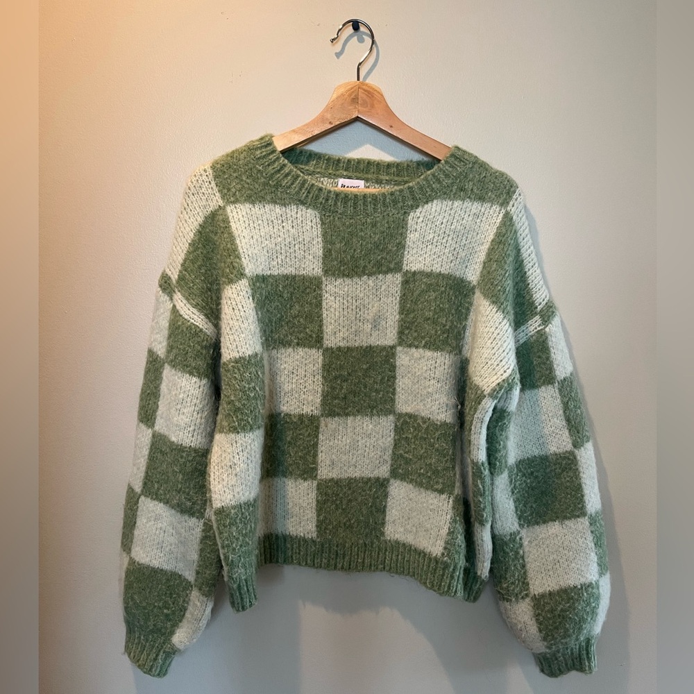 Princess Polly Green Checkered Sweater